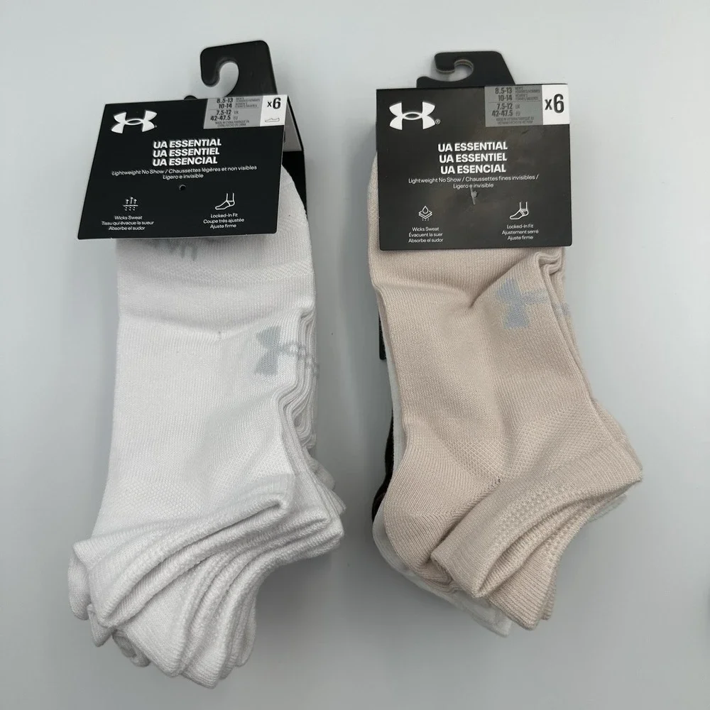 Under‎ Armour UA Essential No Show Socks 2 Packs of 6 = 12 Pairs Size Unisex